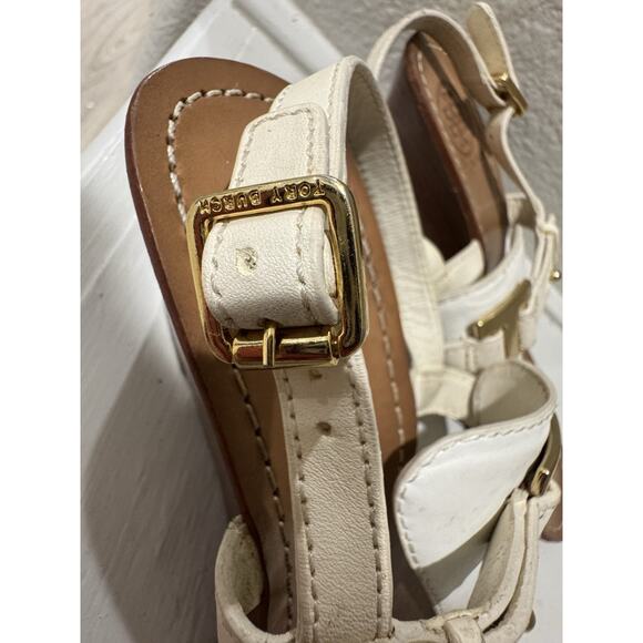 Tory Burch Womens White Leather Thong Wedge Sandals Size Unknown - Picture 2 of 6